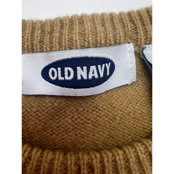 Old Navy Sweater Medium Crewneck Pullover Tan‎ 100% Lambswool Chest 36" - Picture 2 of 5